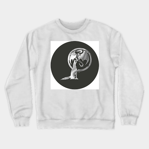 Wolf and Dragon Pewter black Crewneck Sweatshirt by SteamyR